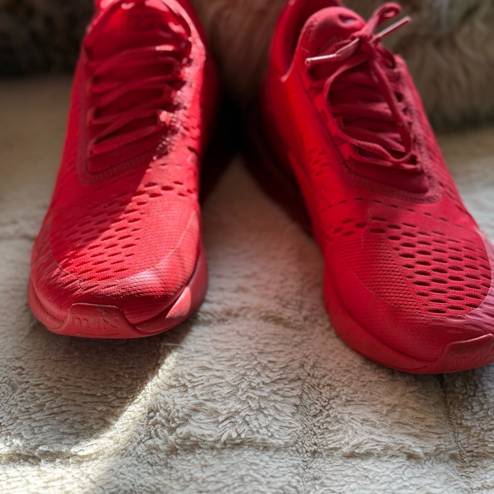 Vibrant Red Athletic Sneakers well loved Nikes